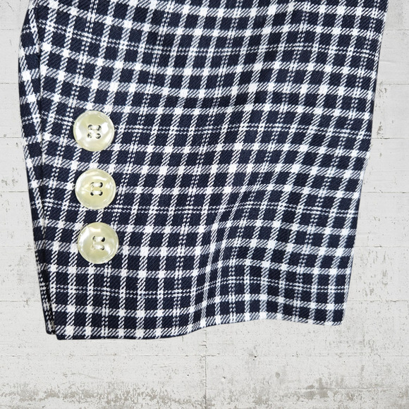 70s Vintage Navy Plaid Double Breasted Crop Deadstock Blazer Jacket Size 10 - Picture 10 of 11